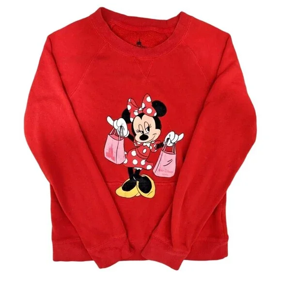 Disney Parks Walt Disney Minnie Mouse Red Sweater Sweatshirt Child's XL Wdw - Picture 1 of 13